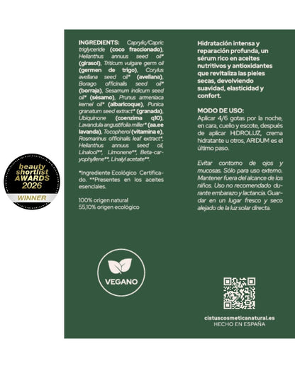 Sérum facial nutritivo piel seca y sensible | Borraja, Granada y Q10 | ARIDUM 15 ml_5
