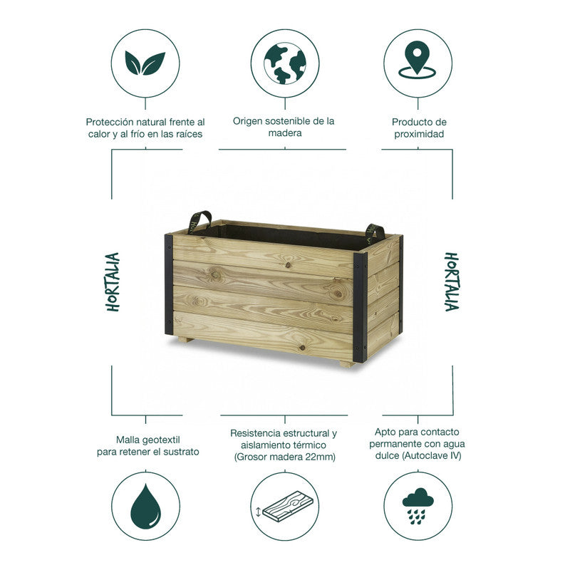 Jardinera Exterior De Madera Con Refuerzo De Aluminio Ghio Al Hortalia 80x40x40 Cm_4