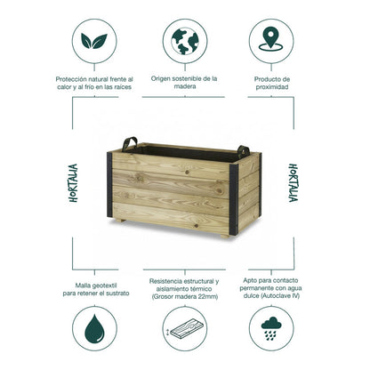 Jardinera Exterior De Madera Con Refuerzo De Aluminio Ghio Al Hortalia 80x40x40 Cm_4