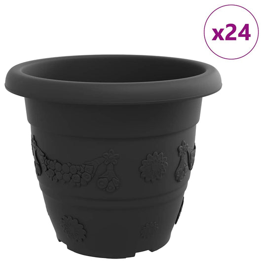 Maceta Redonda Para Flores 24 Pcs Negro Ø 34 X 28 Cm Plástico_0