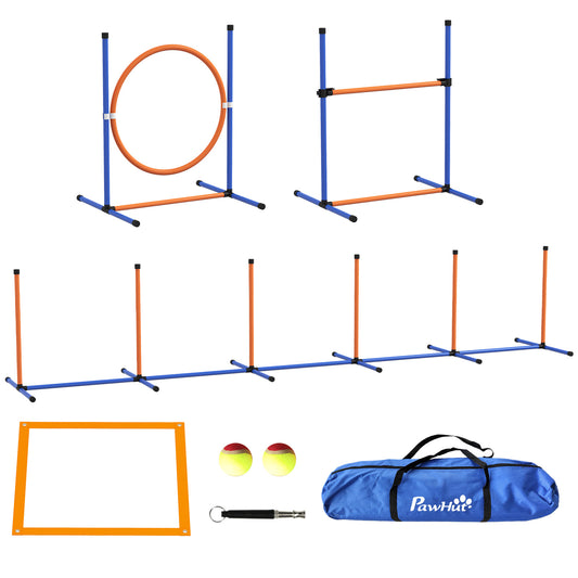 Pawhut Set De Entrenamiento De Agilidad Para Perros De 4 Piezas Naranja Y Azul_0
