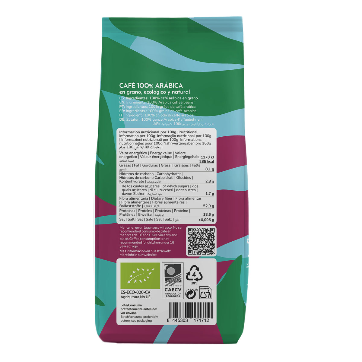 Pack 3x Café en grano Eco 100% Arábica Planeta Huerto 1 Kg