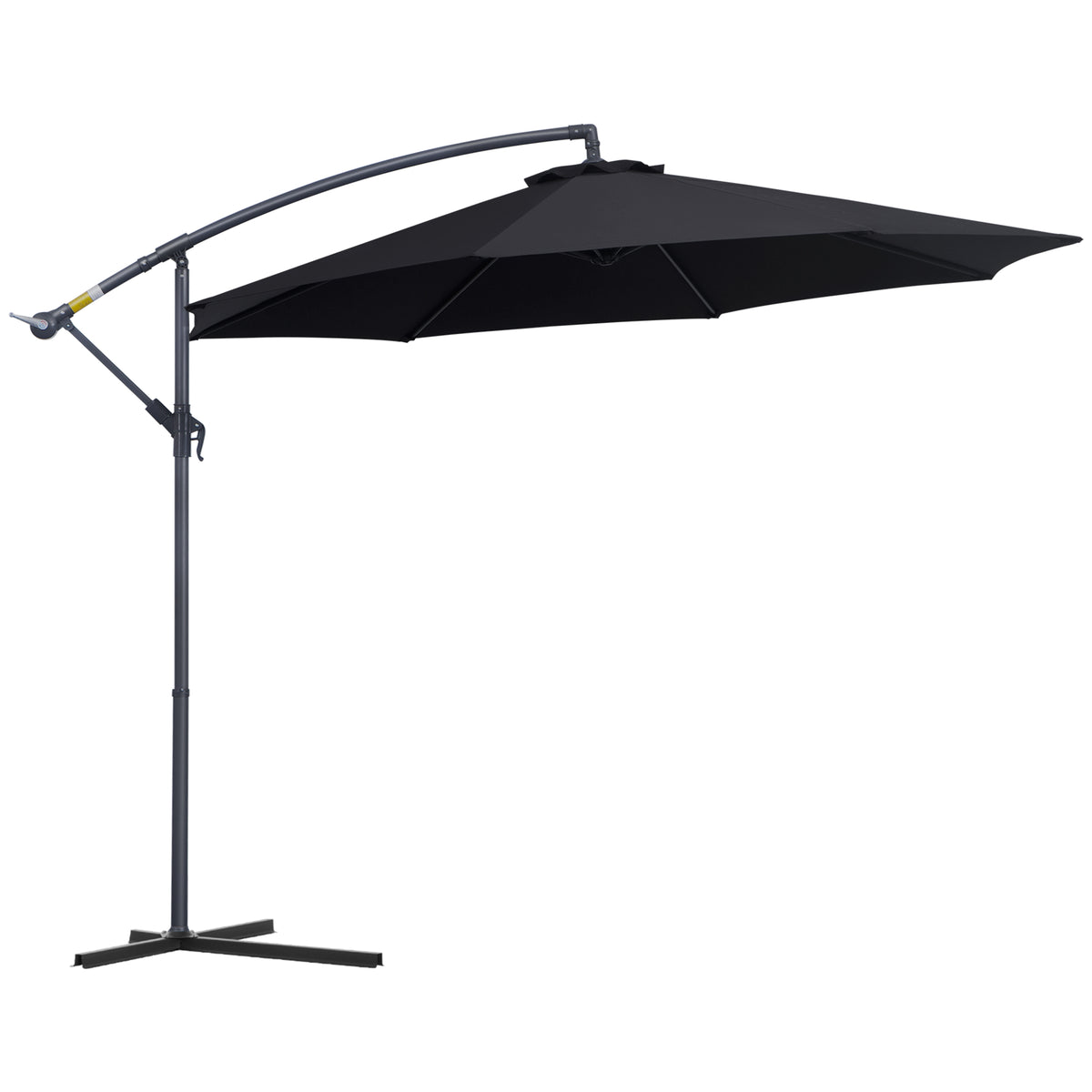 Outsunny Sombrilla De Jardín Ø295x250cm Inclinable Manivela Base Cruzada Negro_0