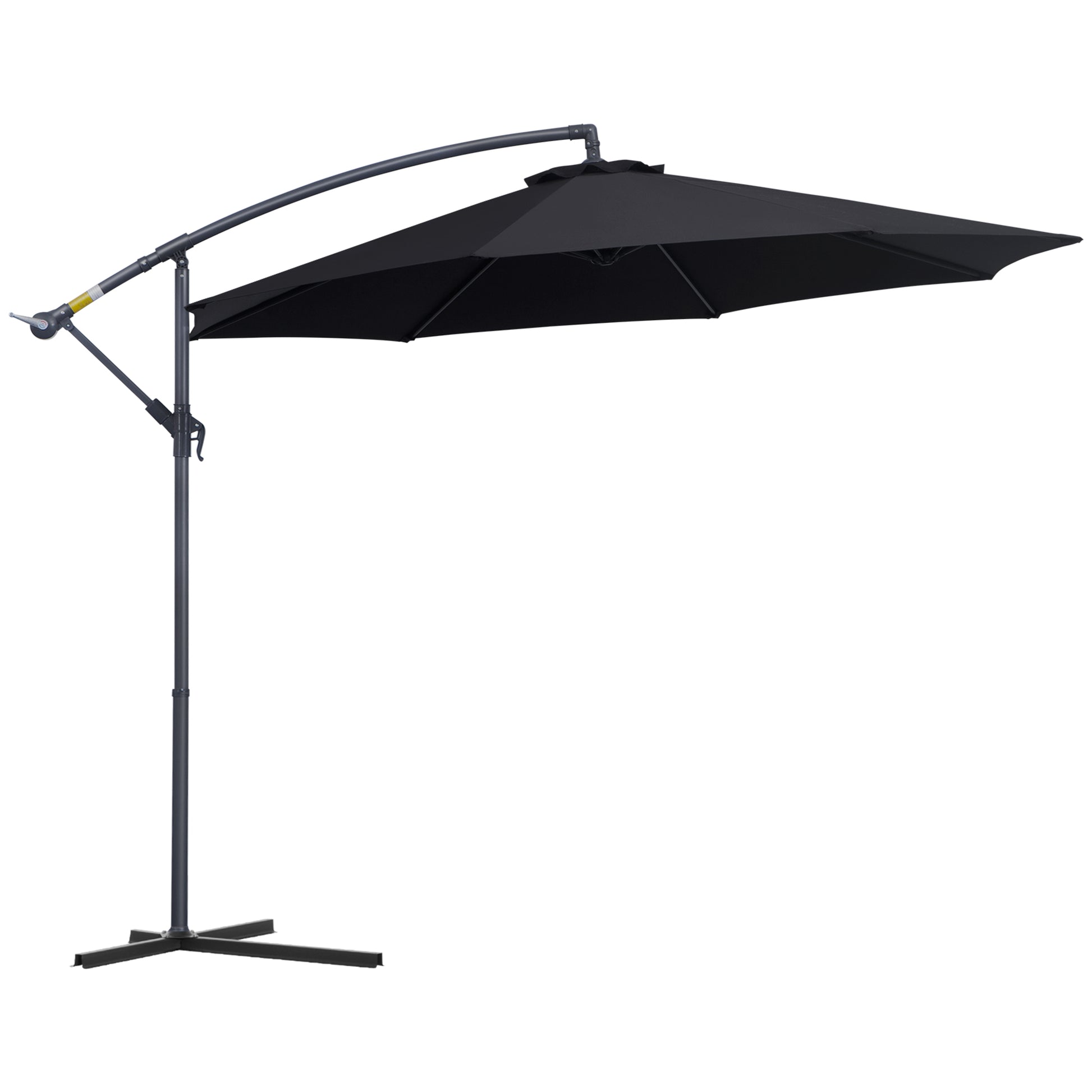Outsunny Sombrilla De Jardín Ø295x250cm Inclinable Manivela Base Cruzada Negro_0