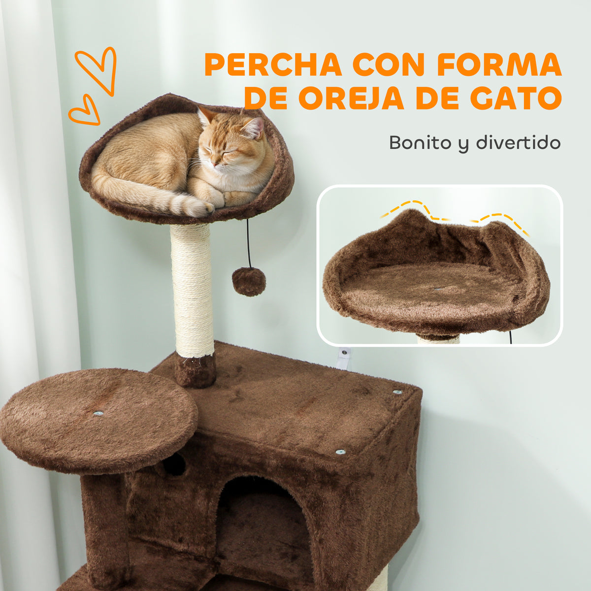 Pawhut Árbol Rascador Para Gatos 140 Cm Con Múltiples Plataformas Marrón_4