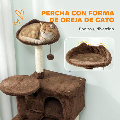 Pawhut Árbol Rascador Para Gatos 140 Cm Con Múltiples Plataformas Marrón_4