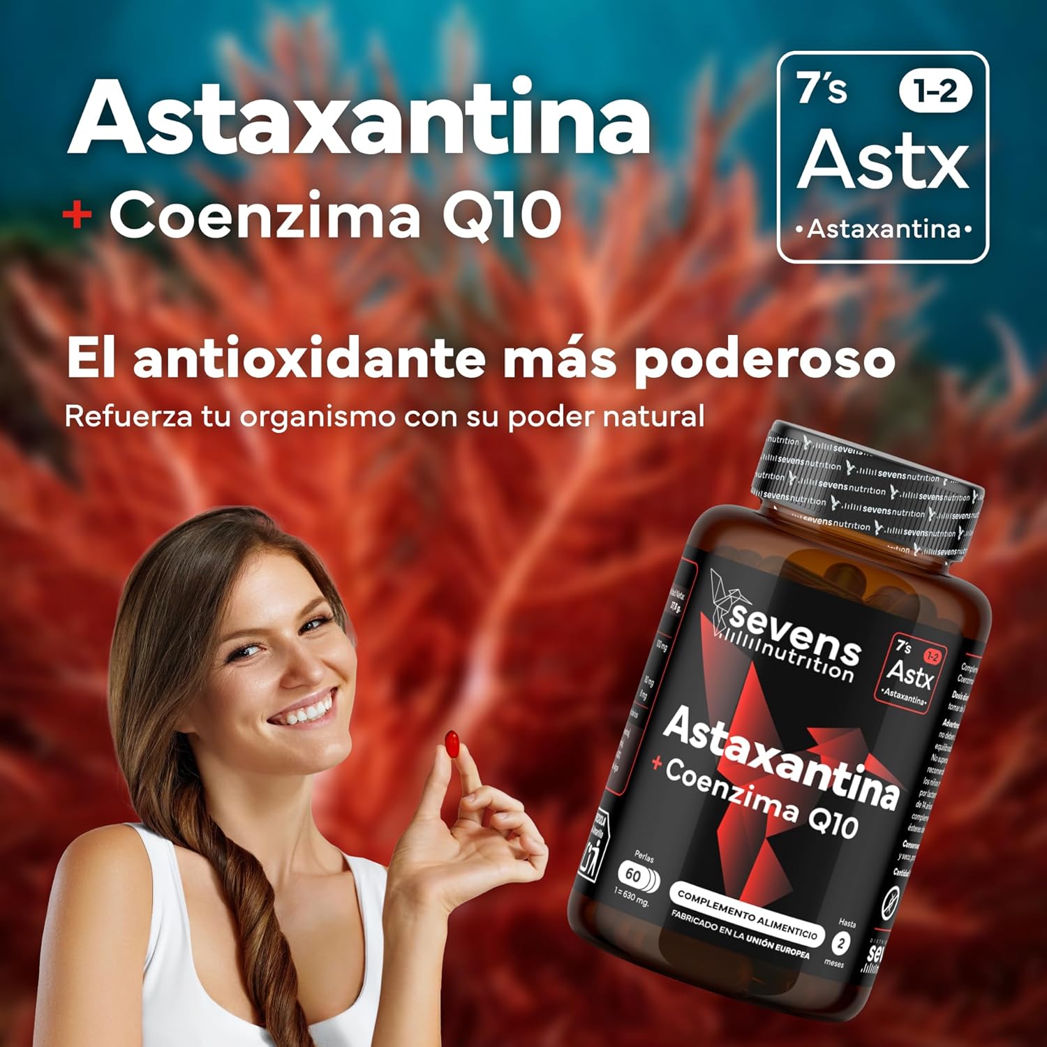 Astaxantina con CoQ10 Sevens Nutrition 60 cápsulas
