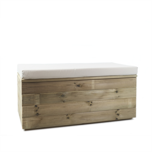 Baúl De Madera Tanoa Con Cojín Tratado Vidahuerto 100x50x40 Cm._0