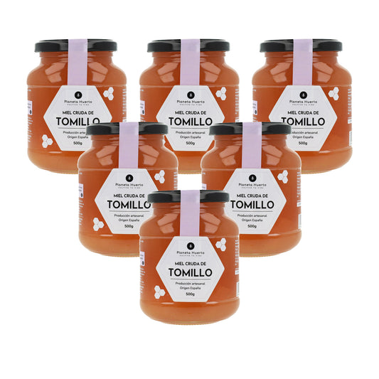 Pack 6x Miel Cruda de Tomillo Planeta Huerto 500 g