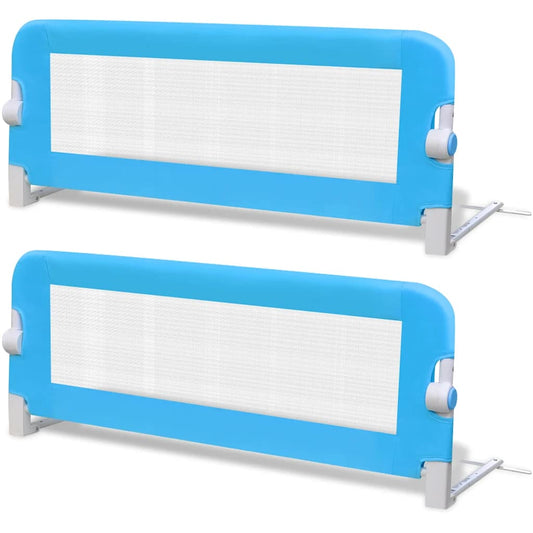 Barandilla De Seguridad Cama De Niño 2 Uds Azul 102x42 Cm_0