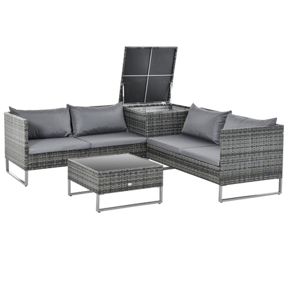 Conjunto De Muebles De Jardín De Ratán Outsunny Gris 132x69x64 Cm_0