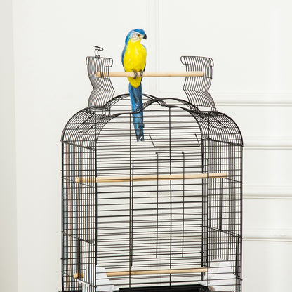 Pawhut Jaula Para Pájaros Con Soporte 4 Ruedas Techo Abrible 2 Comederos Estante_3