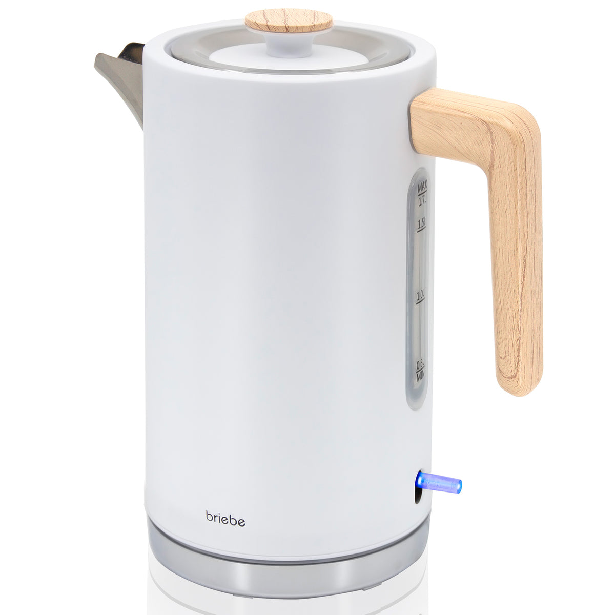 Briebe Nordic Hervidor Agua Eléctrico 1,7l Inalámbrico Ebullición Rápida, Libre De Bpa, Base De 360°, Kt1165wht, Blanco_0