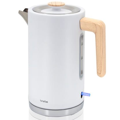 Briebe Nordic Hervidor Agua Eléctrico 1,7l Inalámbrico Ebullición Rápida, Libre De Bpa, Base De 360°, Kt1165wht, Blanco_0
