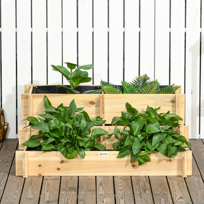 Outsunny Jardinera De Madera Con Diseño De Escalera 93x93x35 Cm Natural_3