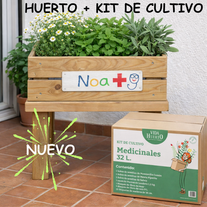 Mesa De Cultivo Infantil De Madera Con Kit De Cultivo Medicinales| Vidahuerto_1