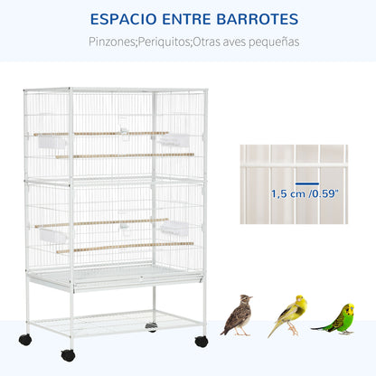 Pawhut Jaula Para Pájaros Con Ruedas 78x52x132 Cm Con Bandeja Extraíble Puertas_5