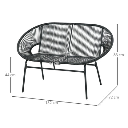Outsunny Silla Acapulco De 2 Plazas Con Reposabrazos Cojines 132x72x83 Cm Negro_2