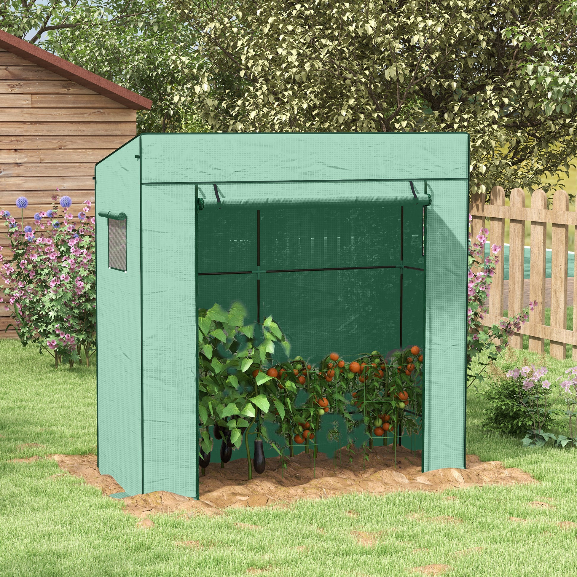 Outsunny Invernadero Pequeño Con Ventanas De Malla 196x77x197 Cm Verde_4