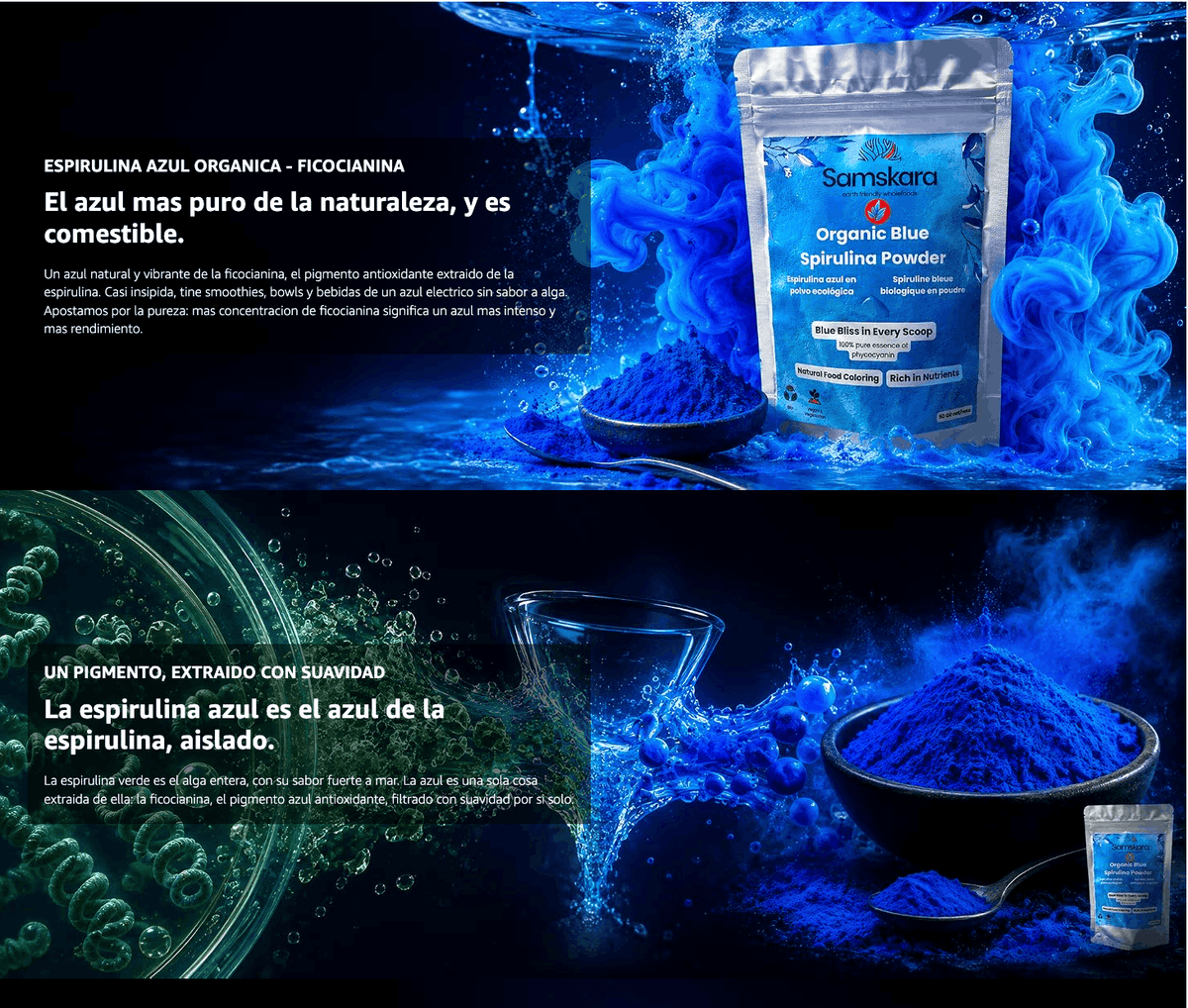 Espirulina Azul En Polvo Bio - Pack 4 X 50g (4 Envases Retail) | Superalimento Ecológico Vegano Para Batidos, Smoothies_4