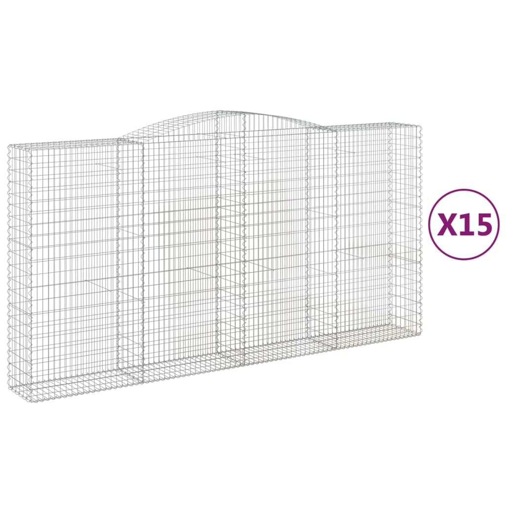 Cestas De Gaviones 15 Uds Forma De Arco Hierro 400x50x200/220cm_0