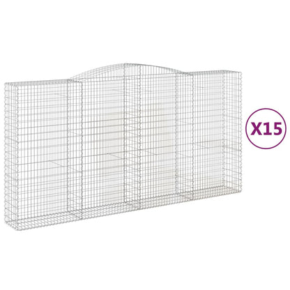 Cestas De Gaviones 15 Uds Forma De Arco Hierro 400x50x200/220cm_0