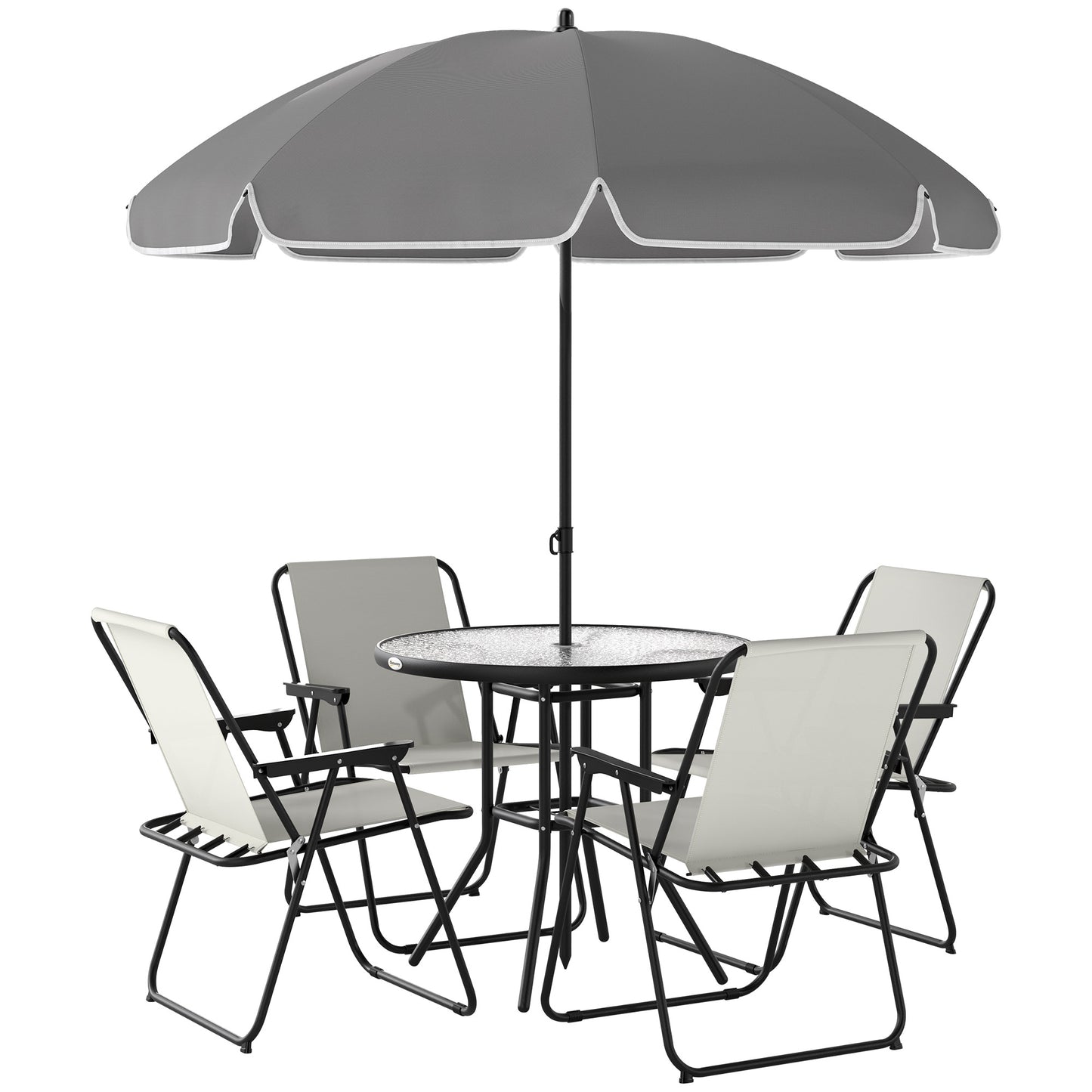 Outsunny Conjunto De Mesa Y Sillas Jardín De 6 Piezas Con Sillas Mesa Y Parasol_0