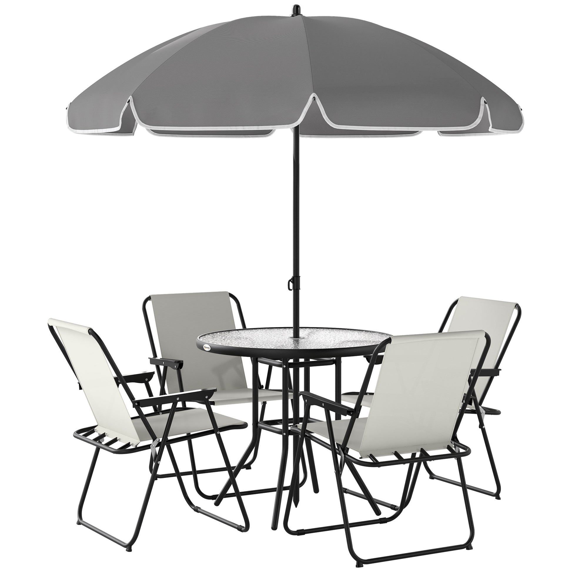 Outsunny Conjunto De Mesa Y Sillas Jardín De 6 Piezas Con Sillas Mesa Y Parasol_0