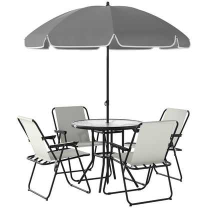 Outsunny Conjunto De Mesa Y Sillas Jardín De 6 Piezas Con Sillas Mesa Y Parasol_0