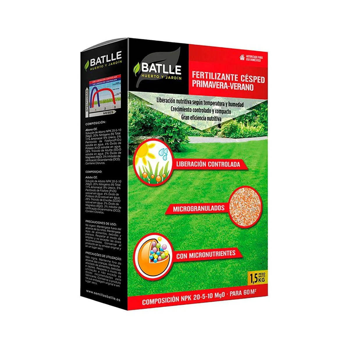 Fertilizante césped primavera-verano Batlle 1,5 Kg
