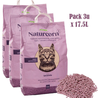 Sustrato Absorbente Wuapu Naturcorn Lavanda En Pelet Biodegradable Para Gato 1 U 17'5l_3