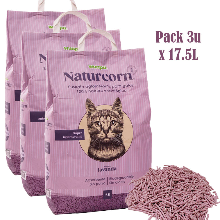 Sustrato Absorbente Wuapu Naturcorn Lavanda En Pelet Biodegradable Para Gato 6 Uds 6l_3