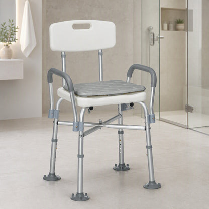 Homcom Silla Ducha Personas Mayores Con Respaldo Y Reposabrazos Gris_1