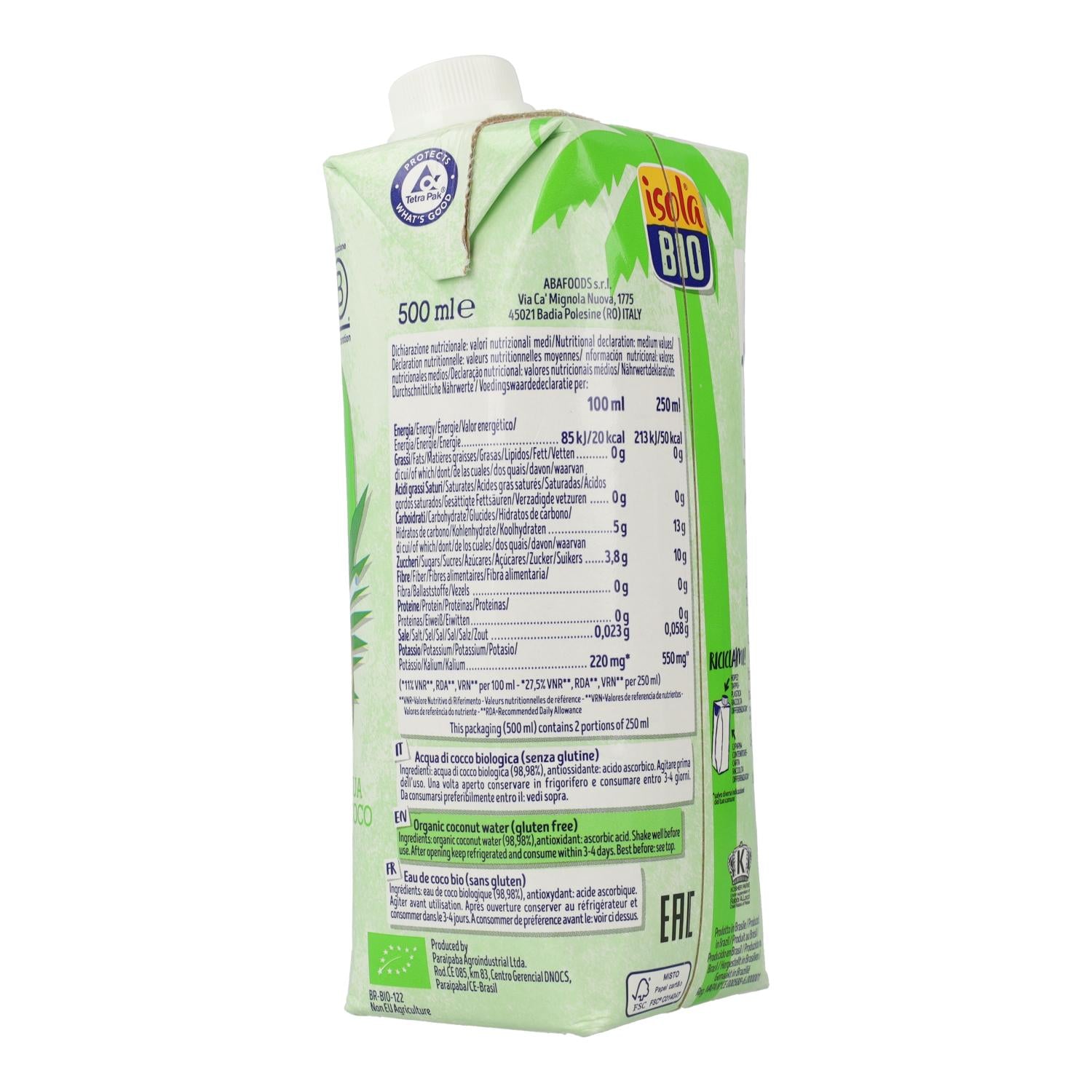 Agua de Coco BIO Isola Bio 500 ml