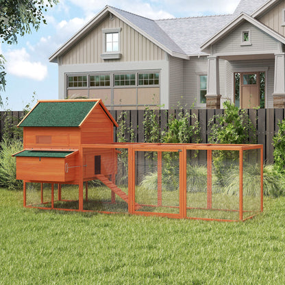 Pawhut Gallinero Grande Exterior Con 2 Nidos Corral 347x160x150cm Naranja_1
