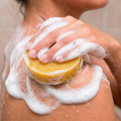 2 Esponjas Jabonosas Varios Usos. Aroma Piña. Ideal Para Viaje O Gym. Apta Todo Tipo De Piel. Con Aceite De Argán_1