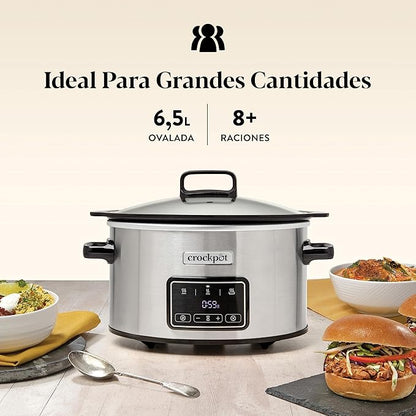 Crockpot Olla digital de cocción lenta digital Sizzle &amp; Stew 6.5 L CSC112X