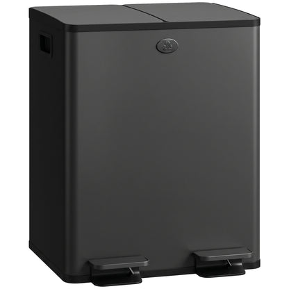 Balde Do Lixo Homcom Aço Inoxidável Preto 41.7x36.6x56.7 Cm_0