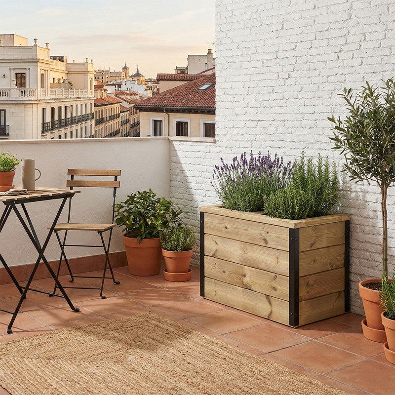 Jardinera Con Autorriego De Madera Nidum Interior Y Exterior Hortalia 60x34x40 Cm_1