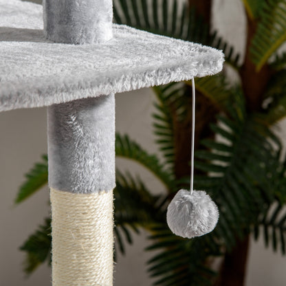 Pawhut Árbol Para Gatos De Suelo A Techo De 240-260 Cm Con Plataformas Gris_3