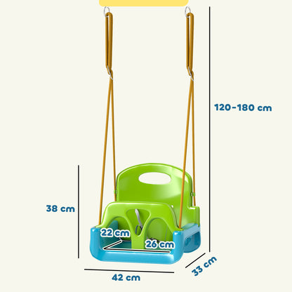 Columpio Infantil Outsunny Pp, Pe Verde Oscuro 42x33x38 Cm_2