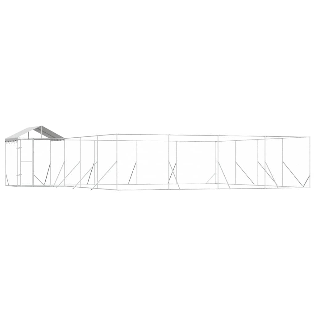 Perrera De Exterior Con Techo Acero Galvanizado Plata 10x8x2,5m_0
