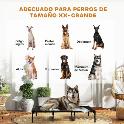 Pawhut Cama Elevada Para Perros Grandes Con Bolsa De Tela Oxford Negro_3