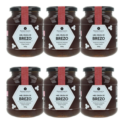 Pack 6x Miel Cruda de Brezo Planeta Huerto 500 gr