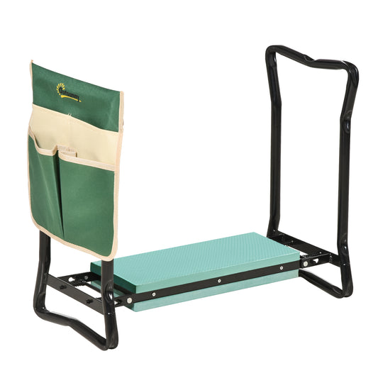 Outsunny Banco Plegable Para Jardinería 2 En 1 Ajustable 58x28x49cm_0