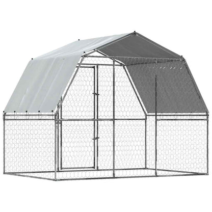 Jaula Para Perros Con Techo Y Puerta Acero Galvanizado Plateado_5
