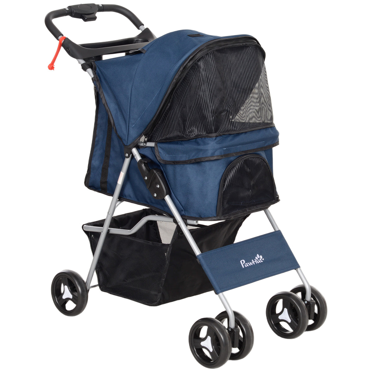 Pawhut Cochecito Mascotas Plegable Toldo Ajustable Tela Oxford 77x45x99,5cm Azul_0