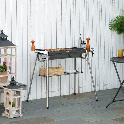 Outsunny Barbacoa De Carbón Barbacoa Portátil Con Parrilla 107x63x75 Cm Negro_1