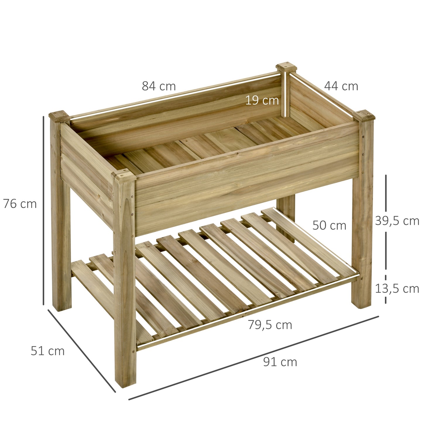 Outsunny Huerto Urbano De Madera Con Estante 91x51x76 Cm Para Cultivos Plantas_2