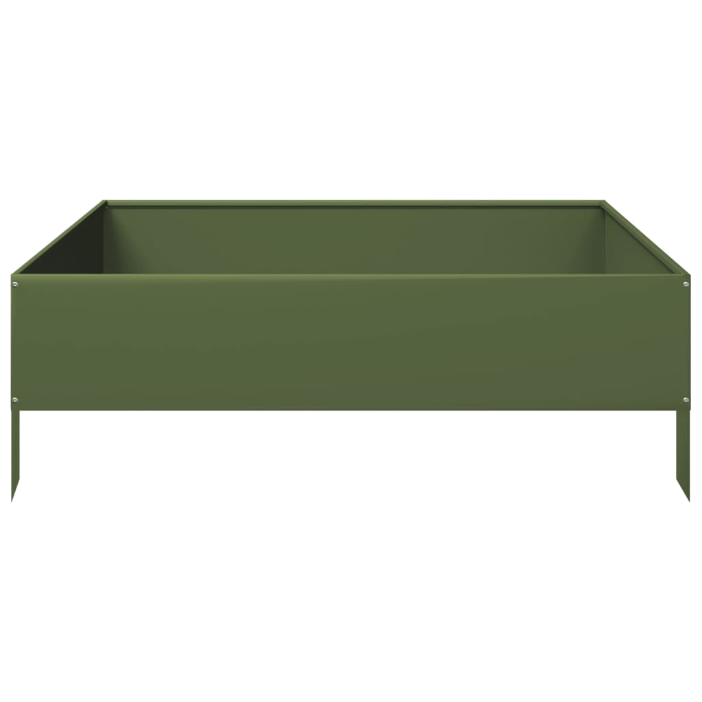Arriate De Acero Verde Oliva 100x100x33,5 Cm_4